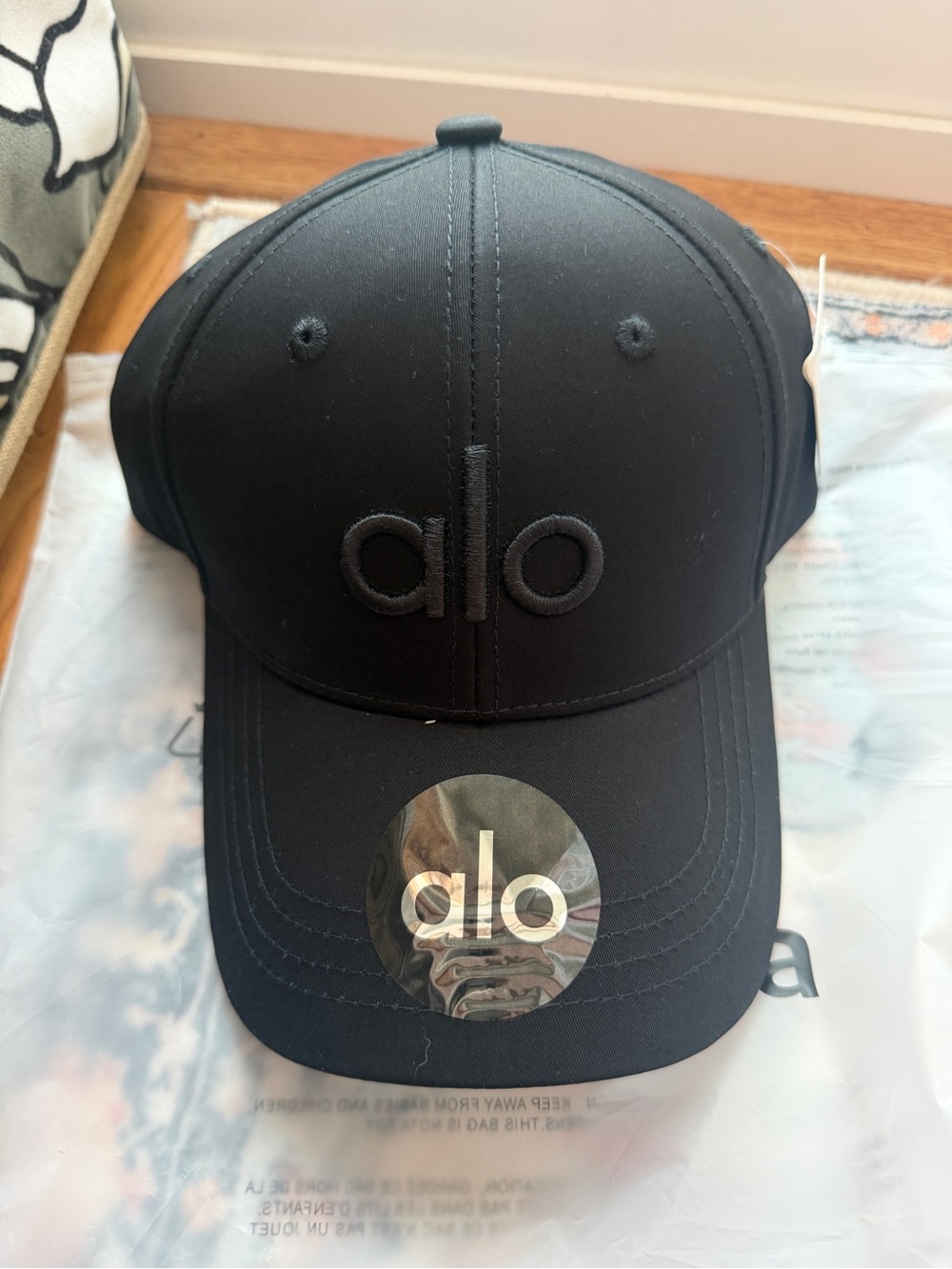 ALO Yoga Black Embroidered Logo Cap